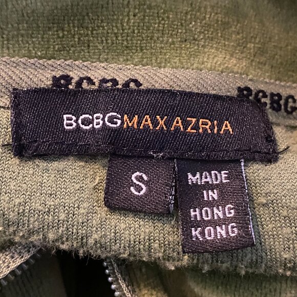 Vintage BCBG Y2K Velour Track Jacket Olive Green Zip Up Embroider Gothic Logo-S - Picture 11 of 13